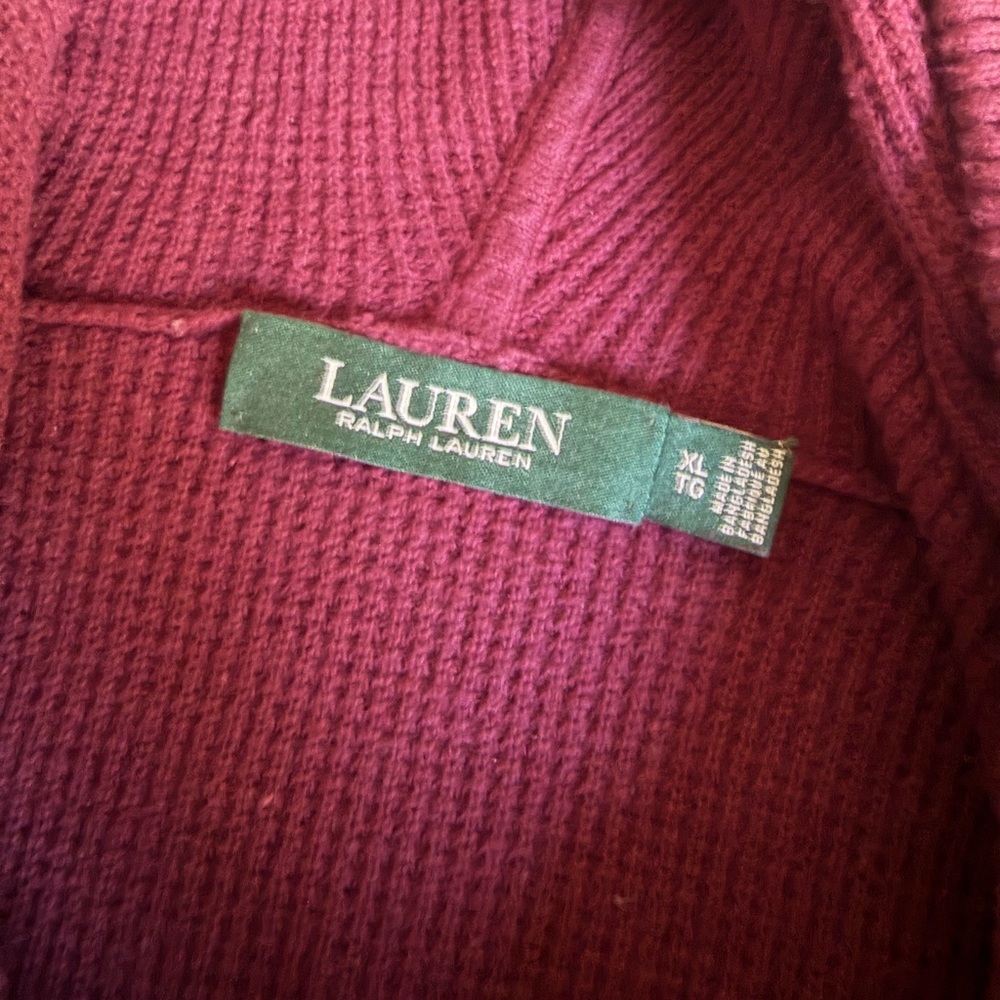 Ralph by Ralph Lauren Merlot Hooded Waffle Knit Sweater 100% Cotton Classic - Picture 3 of 6